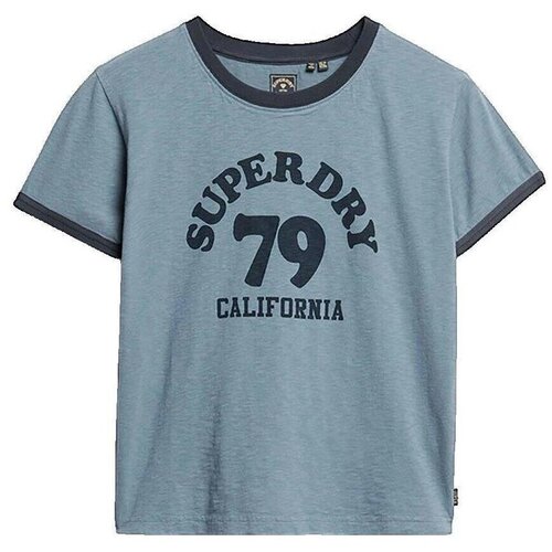 Superdry Majice s kratkimi rokavi T-shirt ajust&eacute; Beach Graphic Modra Cene