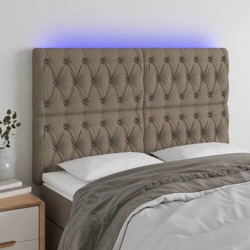  LED uzglavlje smeđesivo 144x7x118/128 cm od tkanine Cene