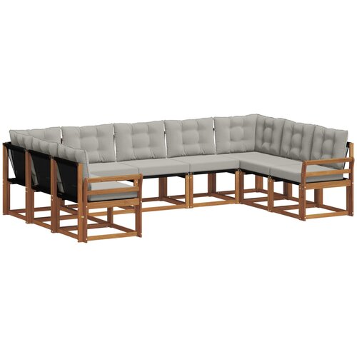 Set vanjskih sofa 9 kom. Prirodna i svijetlo siva Smeđa 304 x 190 x 73 cm Slike
