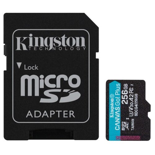 Kingston Canvas Go! Plus microSD 256GB Class 10 UHS-I U3 V30 A2 SD adapter SDCG4/256GB spominska kartica Cene