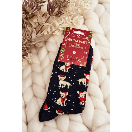 Kesi Men's Christmas Cotton Socks with Reindeer, Black Cene