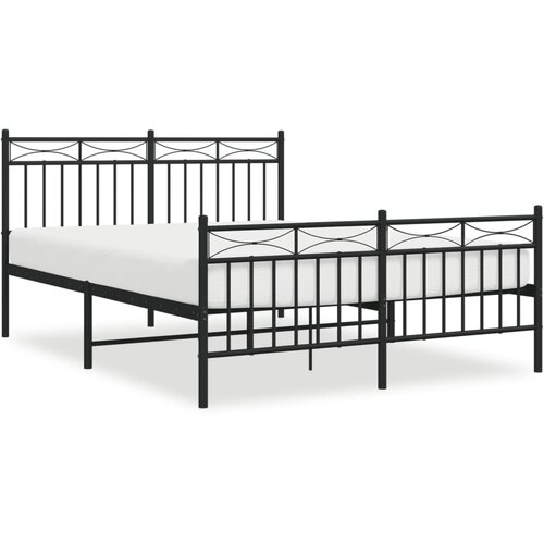 Maison Chic Kovinski Posteljni okvir - Dvoposteljna postelja - Zakonska postelja z vzglavjem in vznožjem črn 140x190 cm, (21697067) Cene
