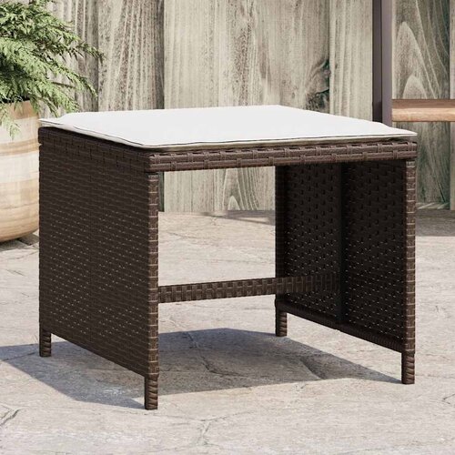  Vrtni taburei s jastucima 4 kom smeđi 41x41x36 cm od poliratana Slike