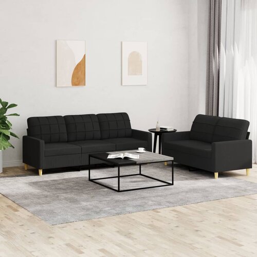  2-dijelni set sofa s jastucima crni od tkanine Cene