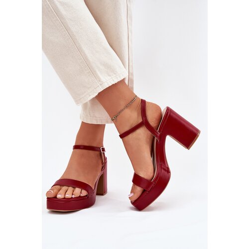 Boto Eco Leather Heeled Sandals Burgundy Lillita Cene