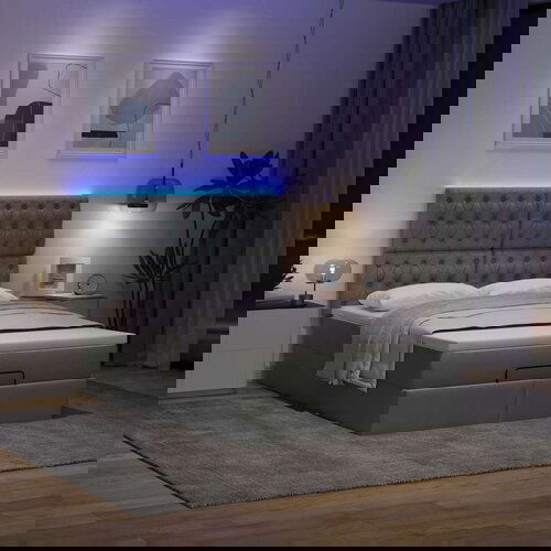 VidaXL Otomanski okvir kreveta s madraca tamnosivi 140x200cm tkanine Slike