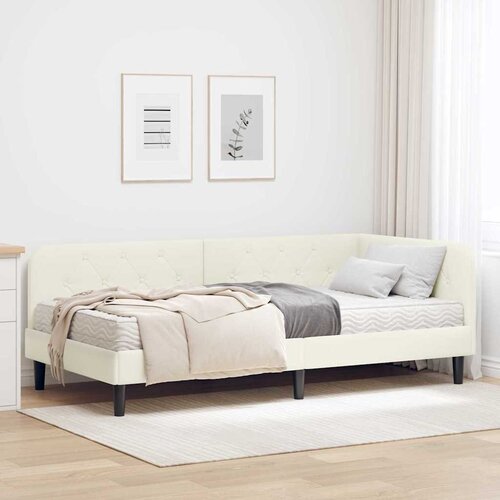vidaXL Kutni okvir kreveta s madracem Krema 100 x 200 cm Bar&scaron;un Cijene