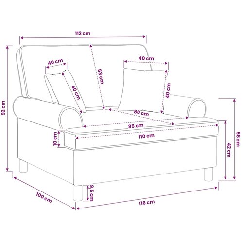  XXL fotelja s jastucima Plava Tkanina - Plava 85 cm Slike