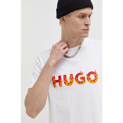 Hugo Pamučna majica za muškarce, boja: bež, s tiskom