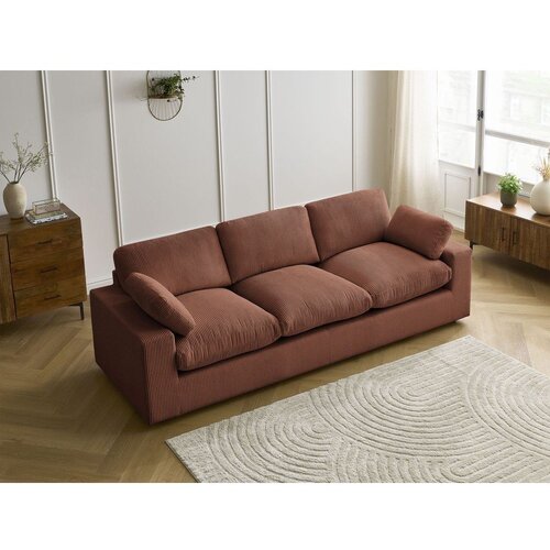 Bobochic Paris Oranžna sedežna garnitura iz rebrastega žameta 250 cm Belair &amp;ndash; Slike