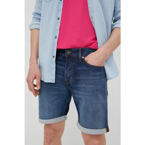 Jack & Jones Kratke hlače iz jeansa moško, mornarsko modra barva