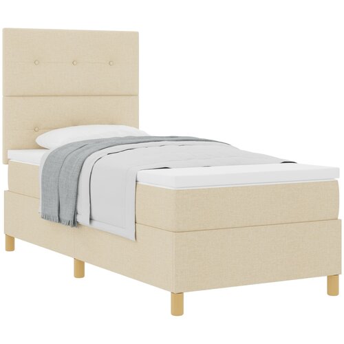 VidaXL Postelja z vzmetnico Krem 100x200 cm Tkanina, (22051316) Slike