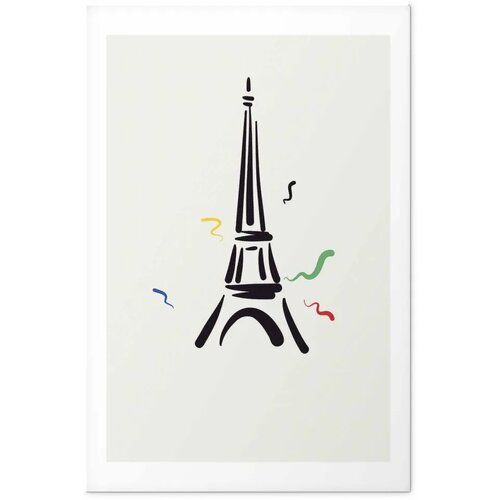  Plakat - Black Illustration of the Eiffel Tower on a Light Background 60x90 Bez okvira s margom Cene