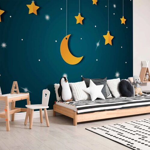  Foto tapeta - Skyline - turquoise night sky landscape with stars for children 350x256 Premium Cene