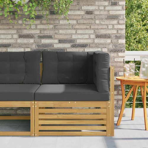 Vanjski kutni kauč Čvrsto drvo akacije Bijela - bijela i antracit kutna sofa Cene
