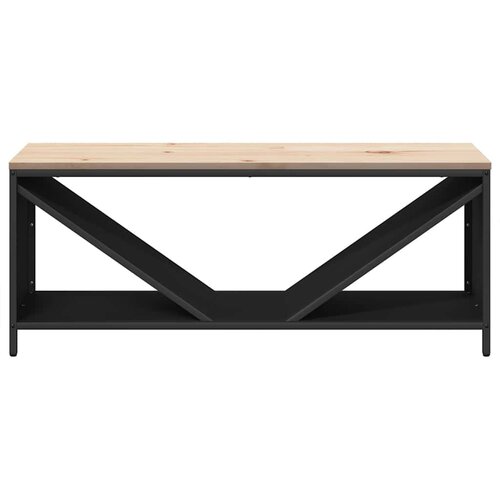  Stalak za drva za ogrjev s drvenim vrhom crni 100,5x35,5x40 cm Slike