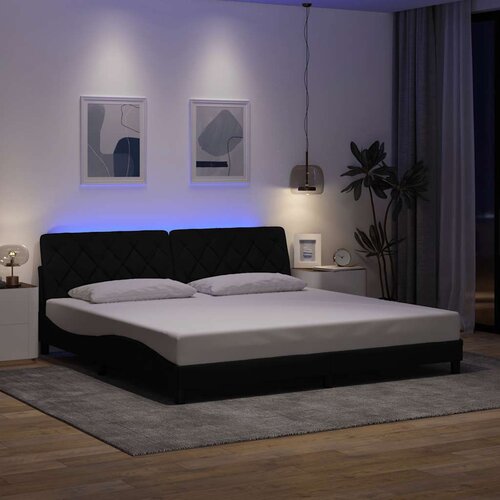  Okvir kreveta s LED-om bez madraca crni 200x200 cm od tkanine Cijene