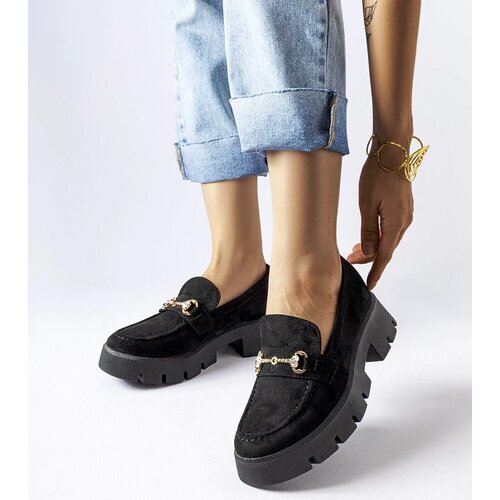 Gemre Black loafers with buckle and rhinestones Gaiola Slike