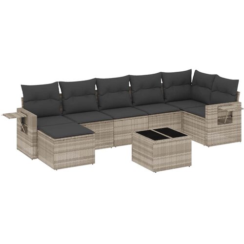  8-dijelni set vrtnih sofa od poliratana s jastucima svjetlosivi Slike