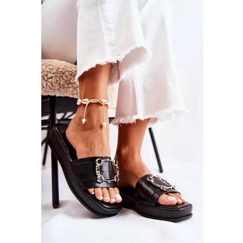 Kesi Women's Fashionable Leather Slippers Black Adaline