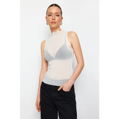 Trendyol Ecru Sheer Look Knitwear Blouse