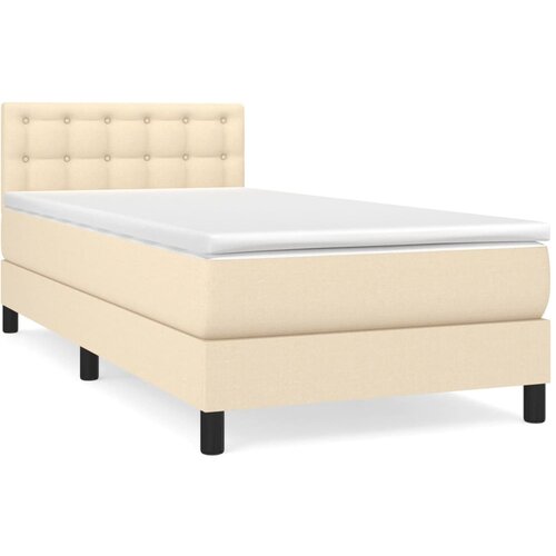  Krevet s oprugama i madracem krem 90 x 200 cm od tkanine Slike