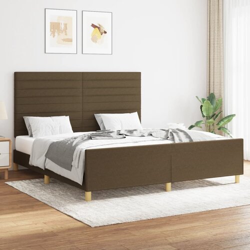 VidaXL Posteljni okvir brez vzmetnice temno rjav 160x200 cm blago Slike