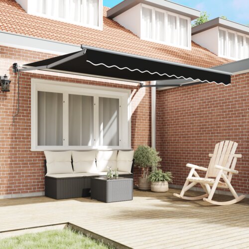 VidaXL automatska uvlačiva tenda crna 350x250 cm, zamjenska tenda za okvir 3.5x2.5 m crna Slike