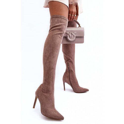Kesi Cossacks from leather to elbow on heel Calfi beige Slike
