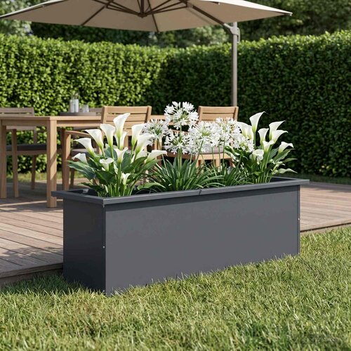 Vrtna posuda za sadnju s LED svjetlom Antracit 30 x 100 x 30 cm Slike