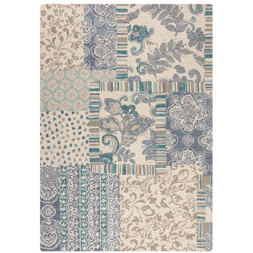 Flair Rugs Modro-bež ročno tkana volnena preproga 120x170 cm Eloise Patchwork – Cene
