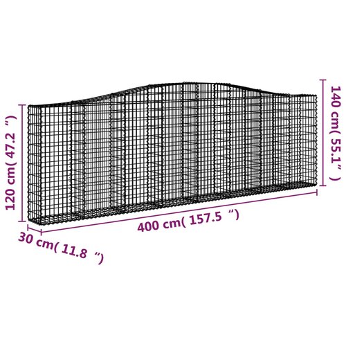  Lučne gabionske ko&amp;scaron;are 5 kom 400x30x120/140cm pocinčano željezo Slike