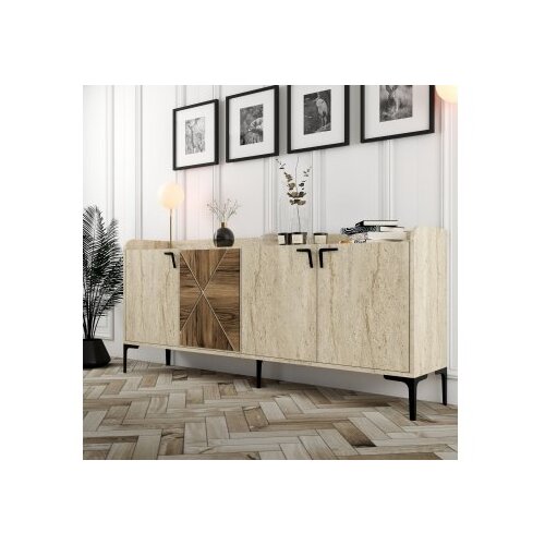 Hanah home komoda venedik walnut travertine Slike