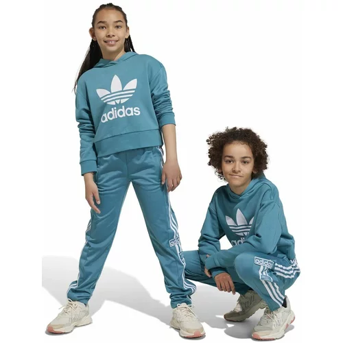 Adidas Dječja dukserica boja: tirkizna, s kapuljačom, s tiskom