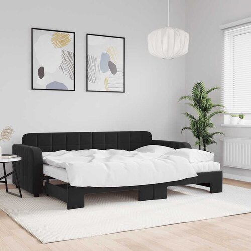  Dnevni krevet na razvlačenje s madracima crni 80x200 cm baršun Cene