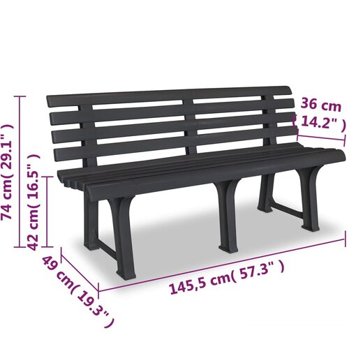 vidaXL vrtna klop 145,5 cm plastika antracitne barve, (20592329) Cene