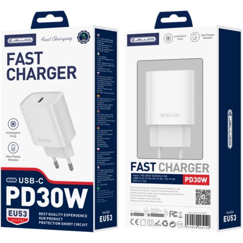 Jellico 30W 1XUSB-C PD STENSKI POLNILEC ZA IPHONE ANDROID S HITRIM POLNJENJEM, (5000337736) Cene
