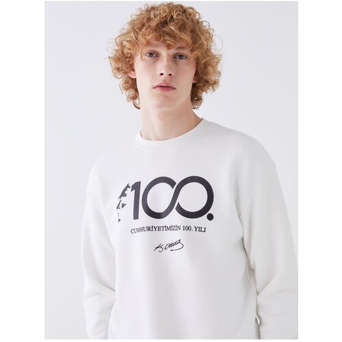 LC Waikiki Men's Crew Neck Long Sleeve 100th Anniversary Atatürk Printed Sweatshirt Cene