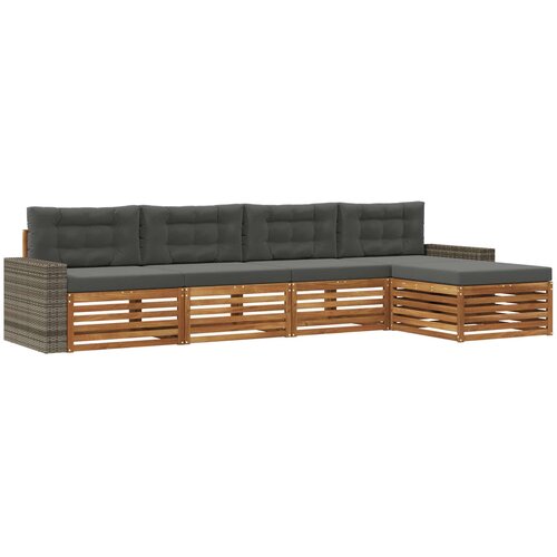 Set vanjskih sofa 5 kom. Prirodna i antracit Poliester 345 x 162,5 x 73 cm Slike