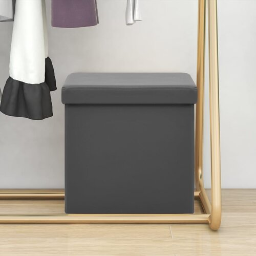 The Living Store Zložljiv stolček s prostorom za shranjevanje siva PVC - Stolček S Prostorom Za Shranjevanje, (21481931) Slike
