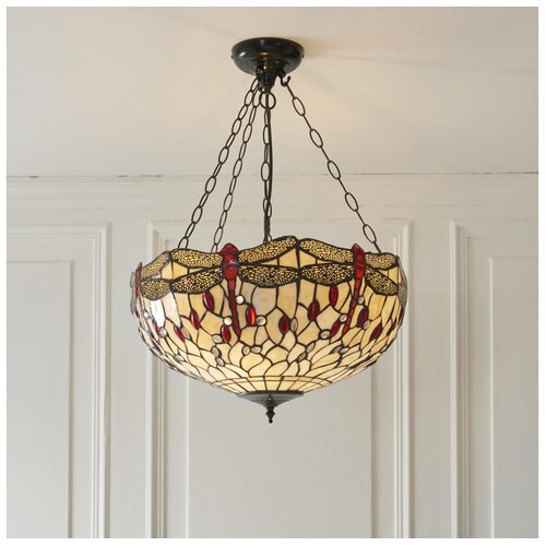 Endon 112251 - Luster na lancu Tiffany DRAGONFLY 3xE27/60W/230V prečnika 50 cm Slike