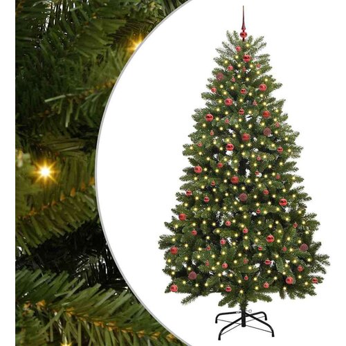 vidaXL Umestno božično drevo z LED lučmi Zelena 270 cm PVC in kovina Cene