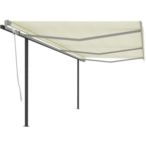 vidaXL Ročno zložljiva tenda s stebrički 6x3 m krem Cene