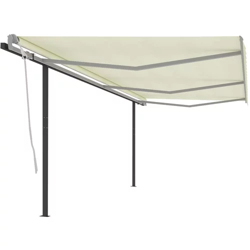 vidaXL Ročno zložljiva tenda s stebrički 6x3 m krem