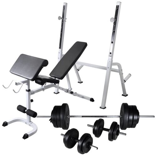  Klupa za vježbanje sa stalkom za utege i setom utega 60 5 kg Cijene