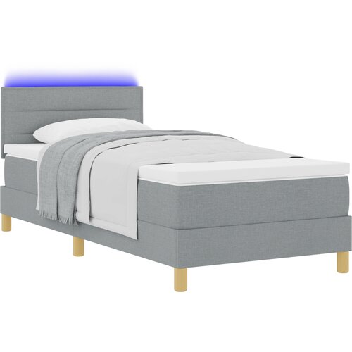 vidaXL Box Spring Krevet s Madracem i LED Svjetlom Svijetlosivi 80x200 cm Tkanina Cijene