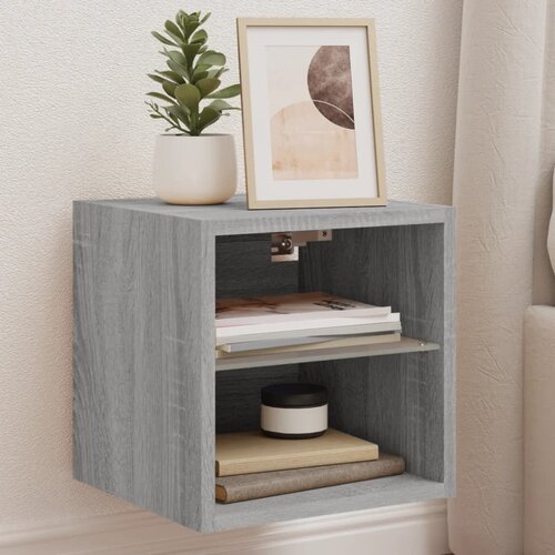 The Living Store Stenska TV omarica z LED lučkami siva sonoma 30x28,5x30 cm - TV Stenska Omarica, (21670888) Cene
