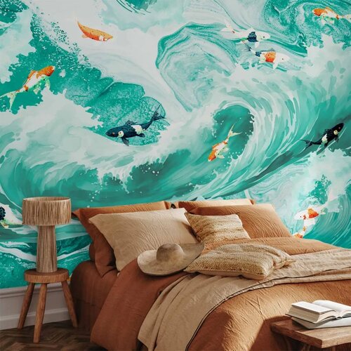  Foto tapeta - Fish and waves 147x105 Samoljepljiva Cene