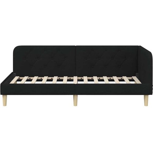 VidaXL Kutni okvir kreveta s uzglavljem Crna 100 x 200 cm tkanina Slike