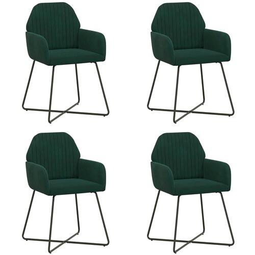 vidaXL Jedilni stoli 4 pcs Žamet Temno zelena 55 x 50 x 84 cm, (5000296921) Cene